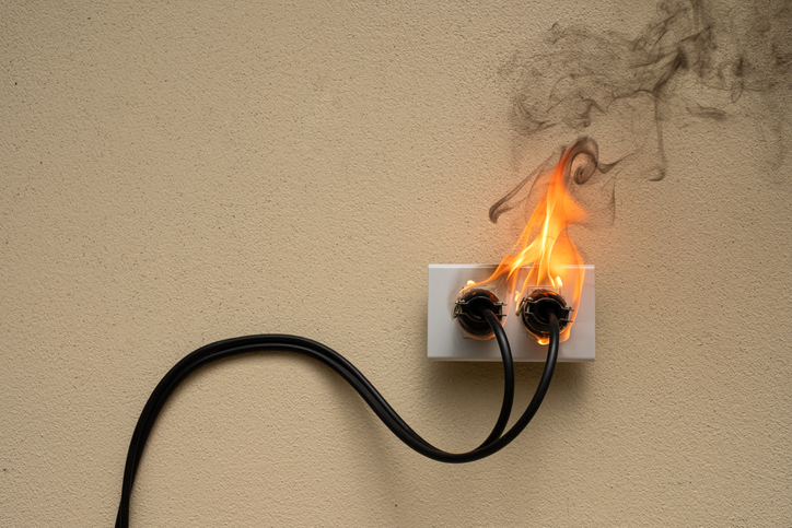 enchufe quemado por una instalación eléctrica en mal estado